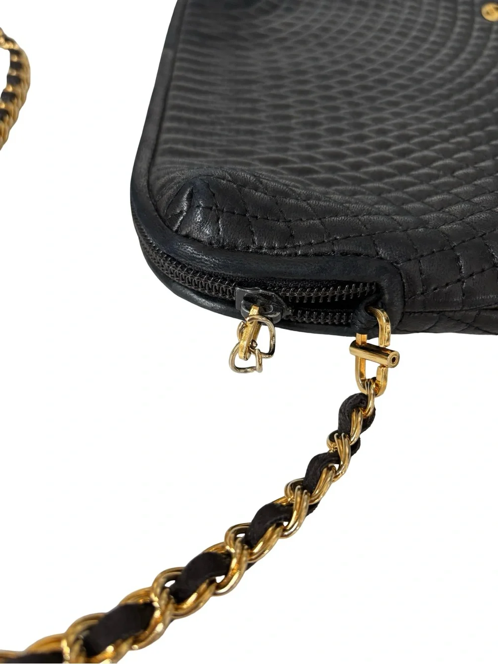 Bally Black Quilted Gold Chain Crossbody Bag